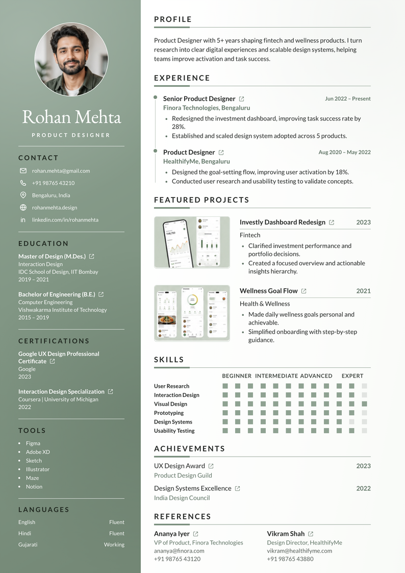 meritCV template preview