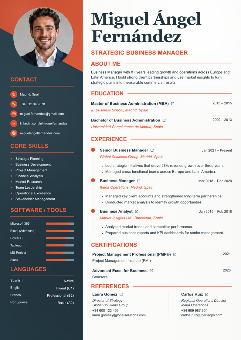 meritCV template preview