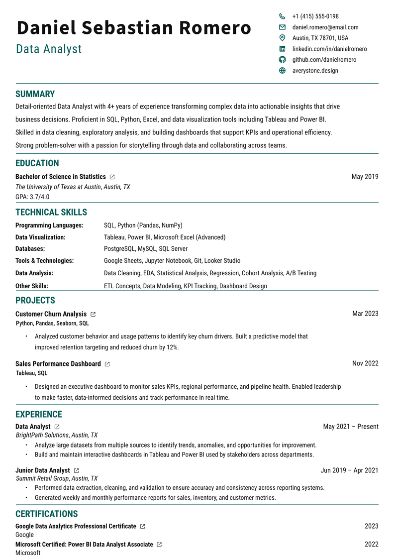 meritCV template preview