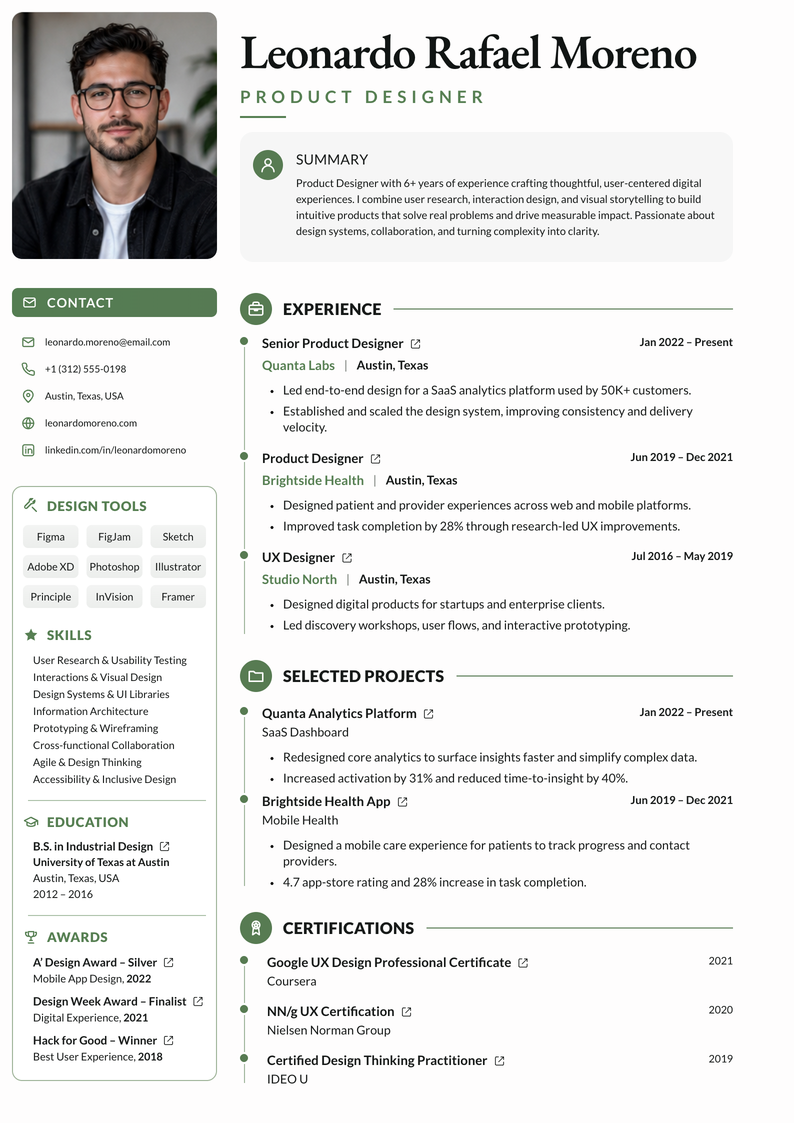 meritCV template preview