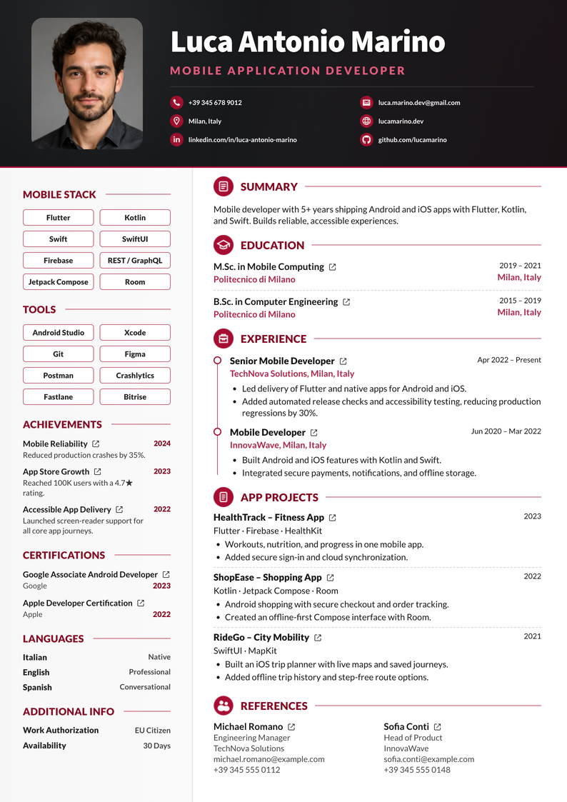 meritCV template option